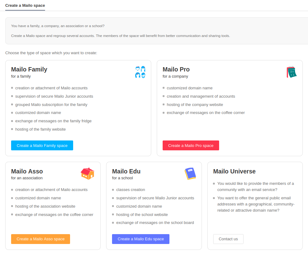Creating a Mailo space.